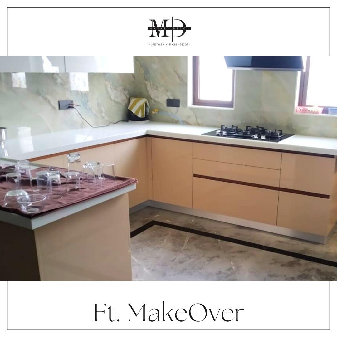 Peach Finish Kitchen Makeover, Kanpur