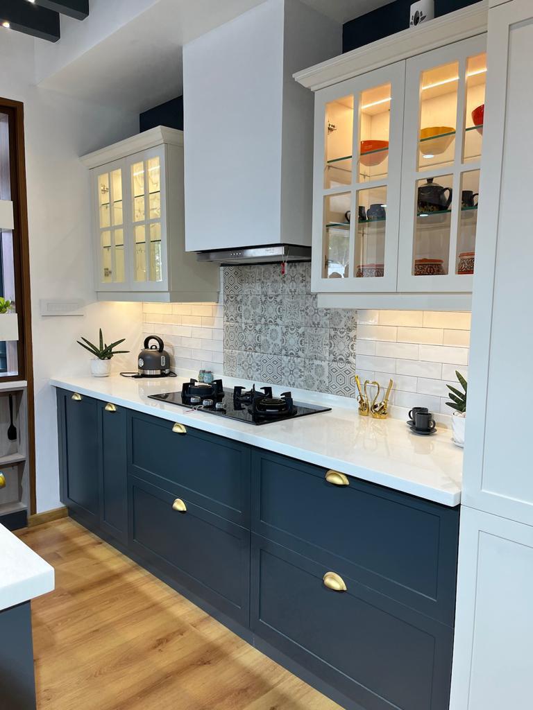 Classic Blue Shaker Kitchen, Kanpur