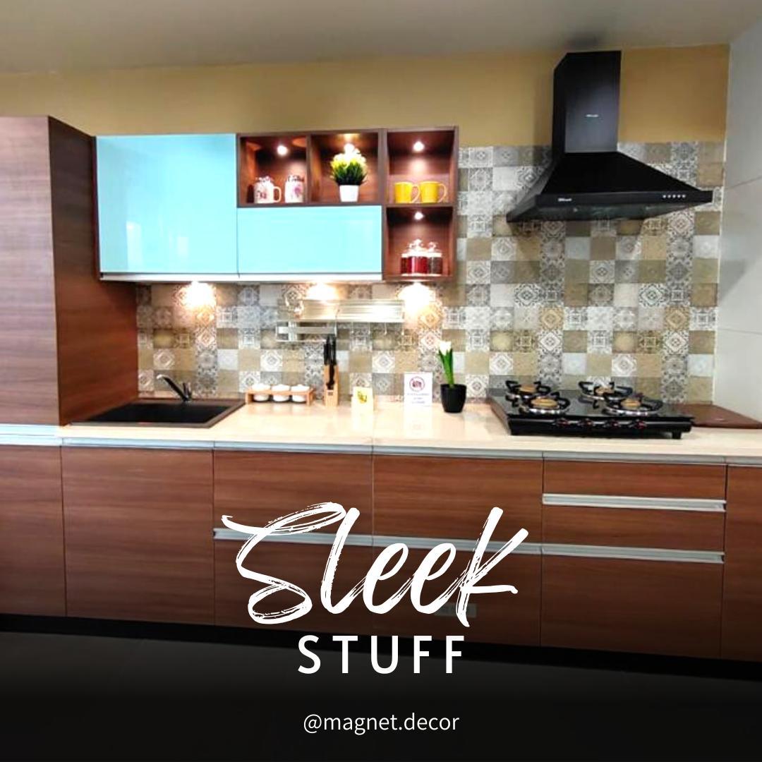 Walnut Kitchen with Mosaic Tiles, Kanpur